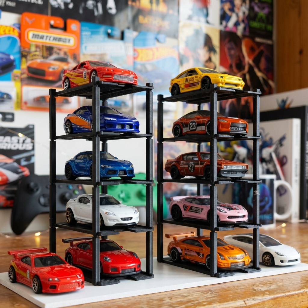 1:64 Modüler Katlı Otopark & Sergileme Standı (Hot Wheels / Matchbox / Mini GT Uyumlu)